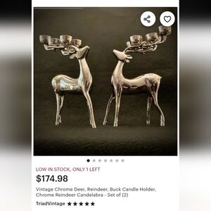 Vintage Chrome Reindeer Candelabra Set